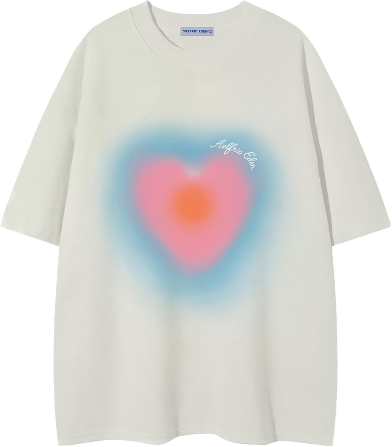 Aelfric Eden Graphic T Shirts for Women Blurring Heart Print Tees Y2K Oversized Shirt Summer Casual Short Sleeve Tops