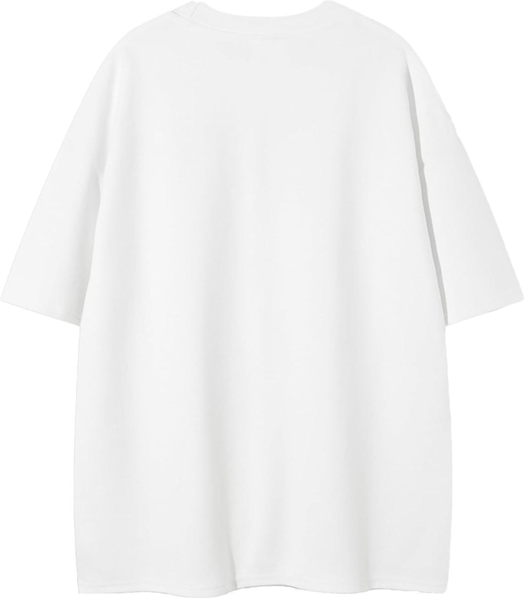 Aelfric Eden Womens Oversized T Shirts Tees Heart Bow Print Crew Neck Tops Y2k Streetwear Short Sleeve Casual Shirt