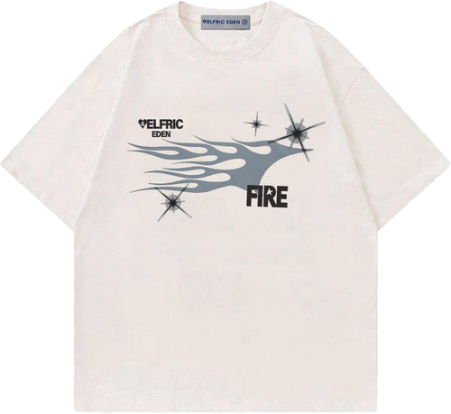 Aelfric Eden Mens Graphic Tees Y2k Flame Star Print Oversized T Shirts Vintage Streetwear Shirt Casual Tops