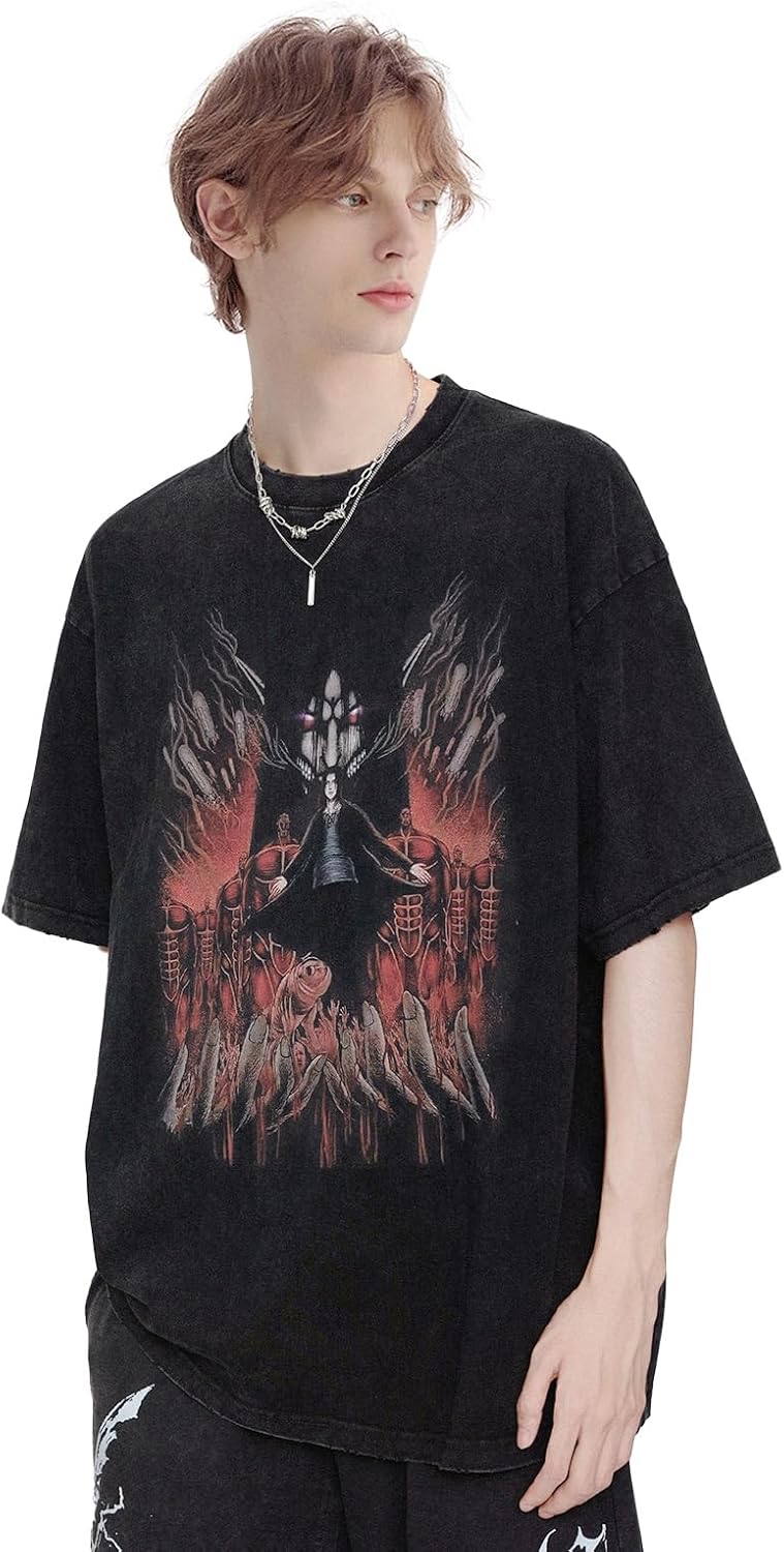 Aelfric Eden Men’s Vintage Japanese Graphic Printed Shirt Unisex Oversized Cool Tee