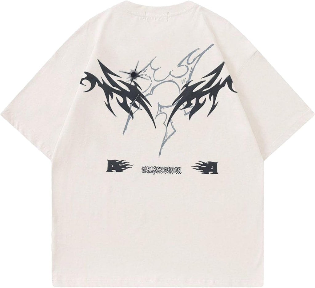 Aelfric Eden Mens Graphic Tees Y2k Flame Star Print Oversized T Shirts Vintage Streetwear Shirt Casual Tops