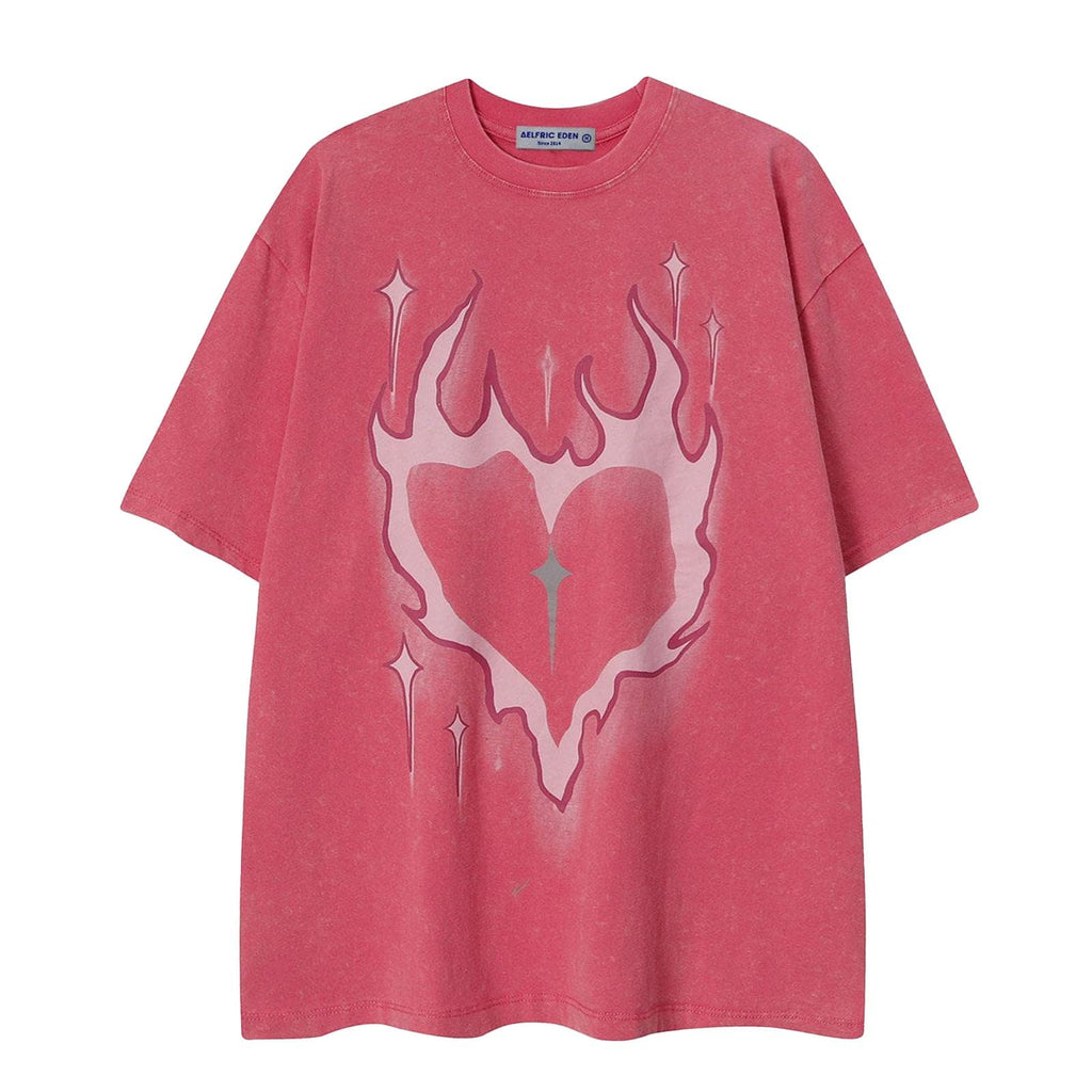 Aelfric Eden Mens Oversized T Shirts Tees Distorted Portrait Print Crew Neck Cotton Tops Streetwear Casual Shirt