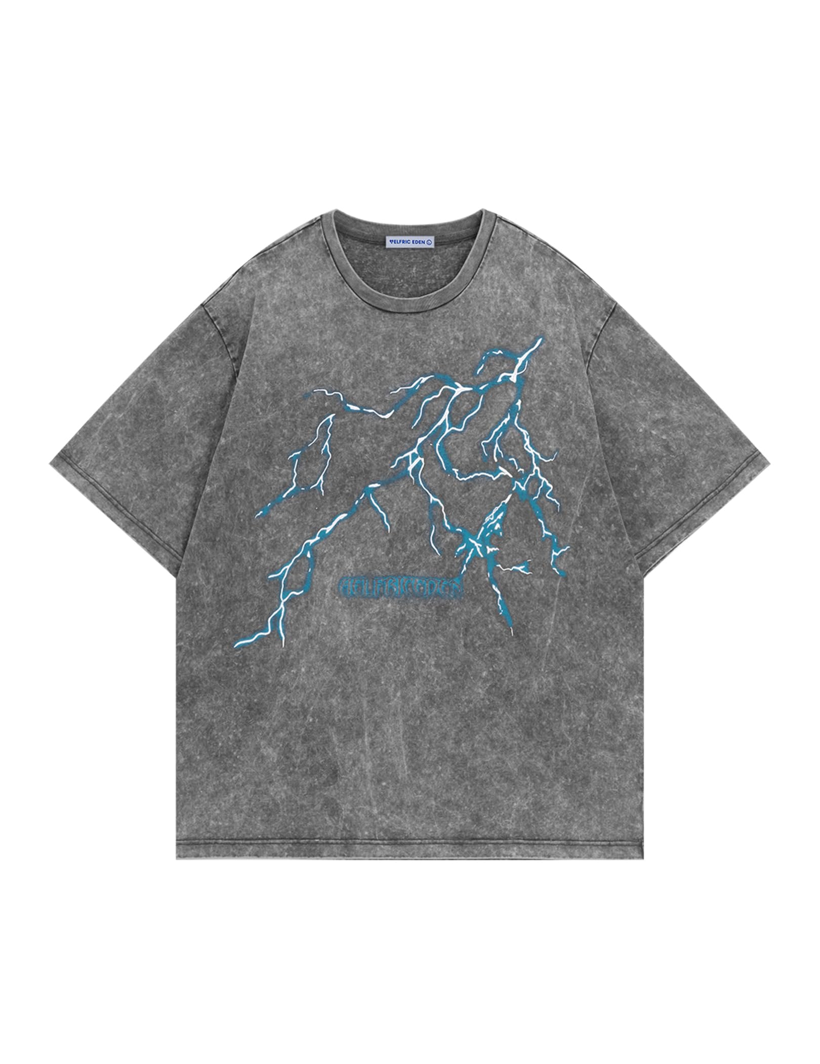Aelfric Eden Washed Lightning Graphic Tees Y2k Oversized T-Shirts Vintage Unisex Streetwear Cotton Shirt Casual Summer Tops