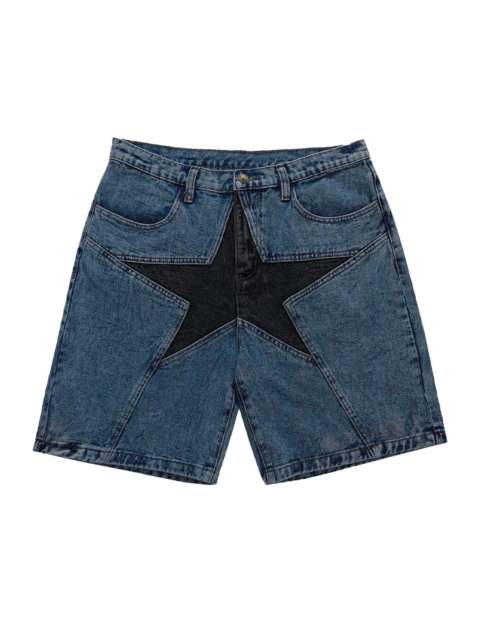 Aelfric Eden Unisex Star Patchwork Jorts Women Denim Shorts Men y2k Casual Streetwear Jeans Shorts